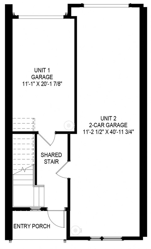 floor plan of the second floor of a house with a garage and a shed roof